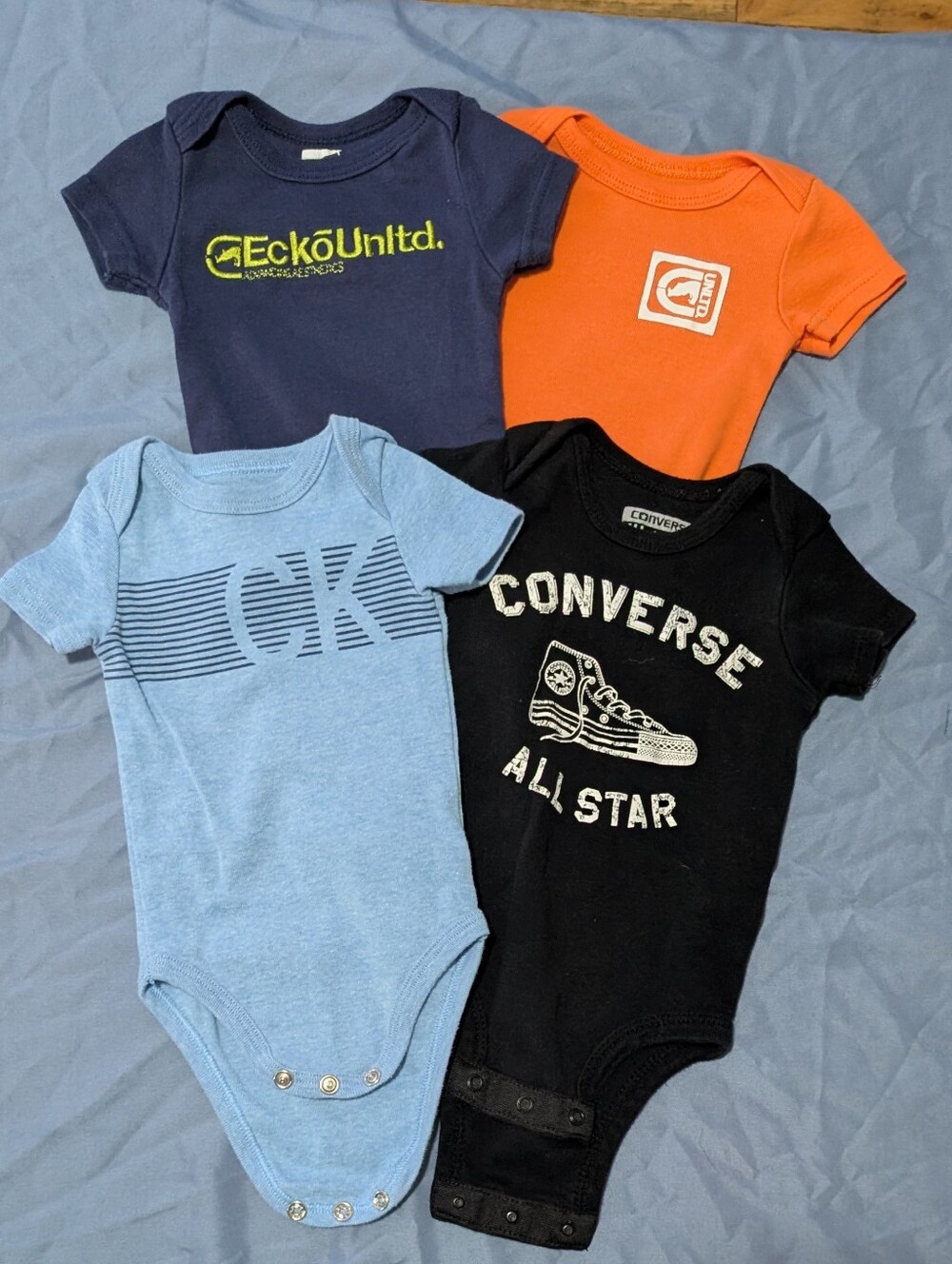 0-3/0-6 Month Diaper Shirts CK, Ecko, Converse